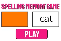 spelling practice worksheets for kindergarten Memory Game
